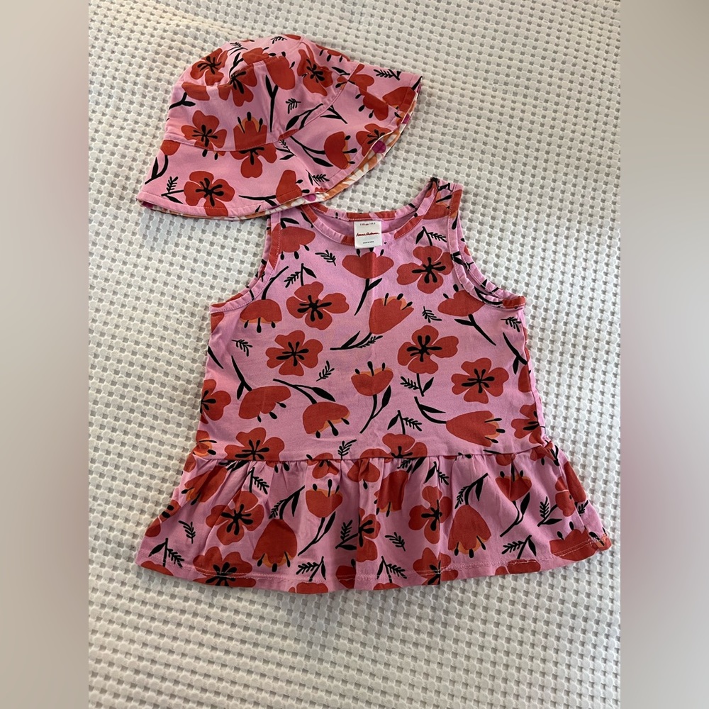 Hanna Andersson || Poppy Print Ruffle Tank and Bucket Hat